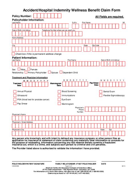 Aflac Wellness Claim Forms Printable Printable Forms Free Online