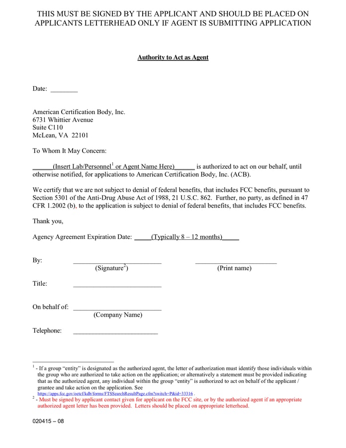 Agent Authorization Letter 9 Examples Format Pdf