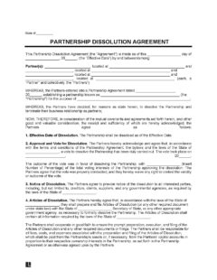 Agreement For The Dissolution Of A Partnership Agreement Dissolution