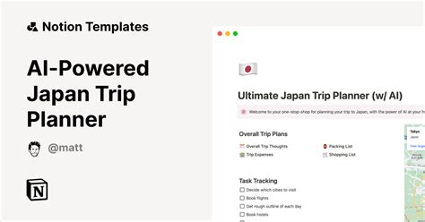 Ai Powered Japan Trip Planner Template Notion Marketplace