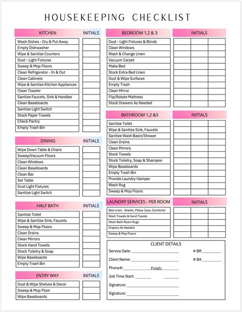 Airbnb Cleaning Checklist Canva Editable Housekeeping Etsy Israel