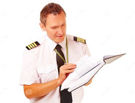 Airline Pilot Filling In Papers Stock Image Image Of Airplane Male