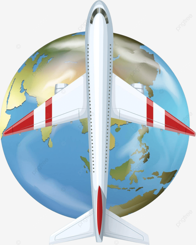 Airplane Flying Over The World Clip Art Travel International Flight Vector Clip Art Travel