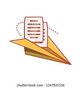 Airplane Paper Flying With Documents Royalty Free Vector