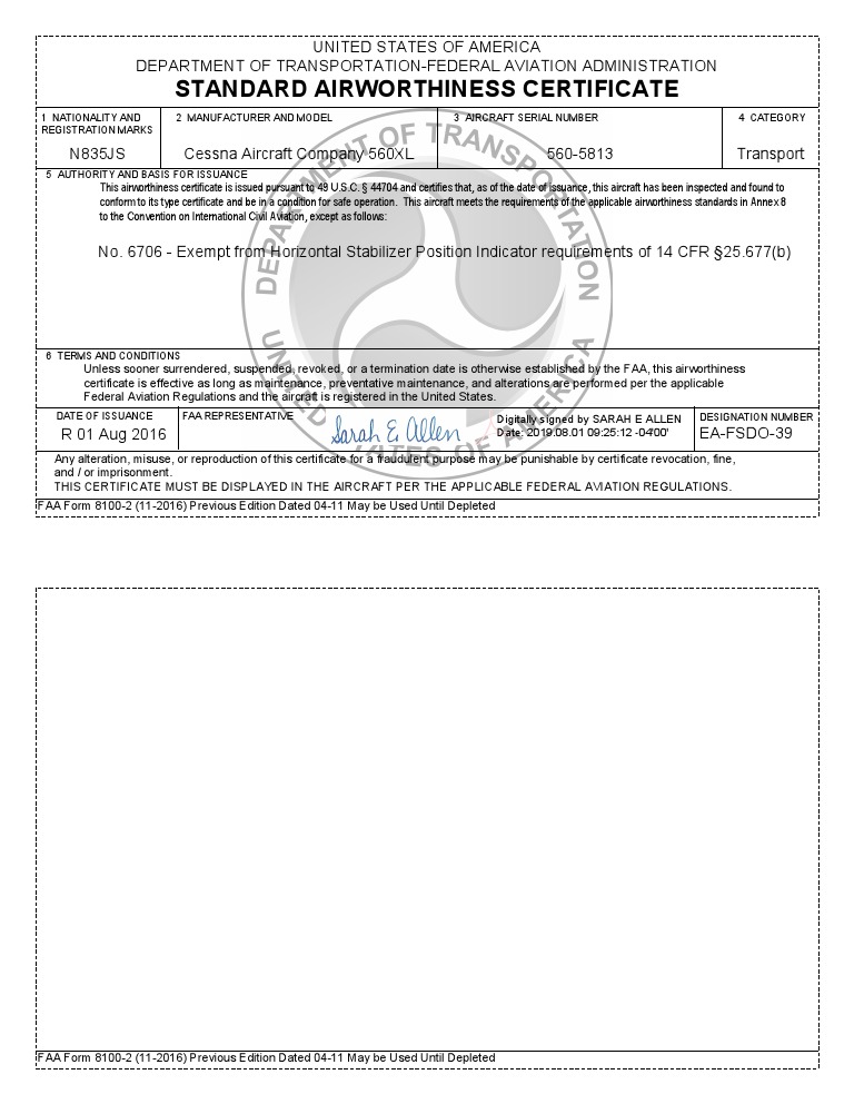 Airworthiness Certificate