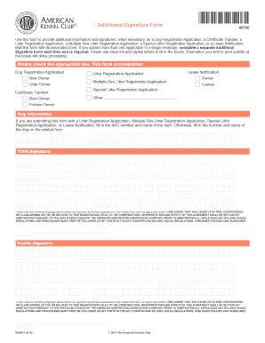 Akc Additional Signature Form Fill And Sign Printable Template Online