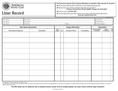 Akc Litter Registration Form Fill And Sign Printable Template Online