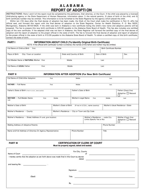 Alabama Adoption Report 2009 2019 Form Fill Out And Sign Printable