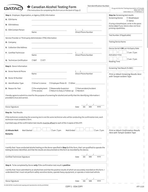 Alcohol Testing Forms Atf Non Dot 100 Pack