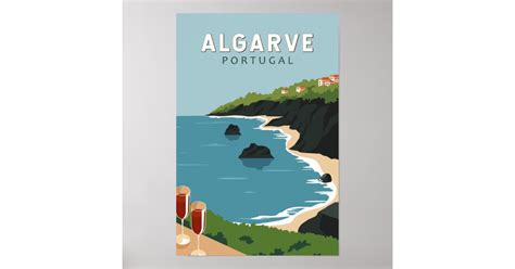 Algarve Portugal Retro Travel Art Vintage Poster Zazzle