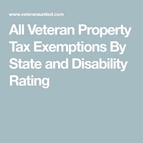 All Veteran Property Tax Exemptions By State And Disability Rating