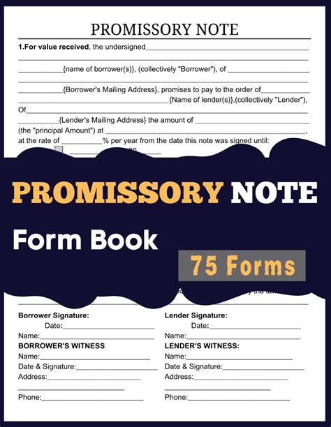 Amazon Com Promissory Note Form Book For Lender And Borrower Terms