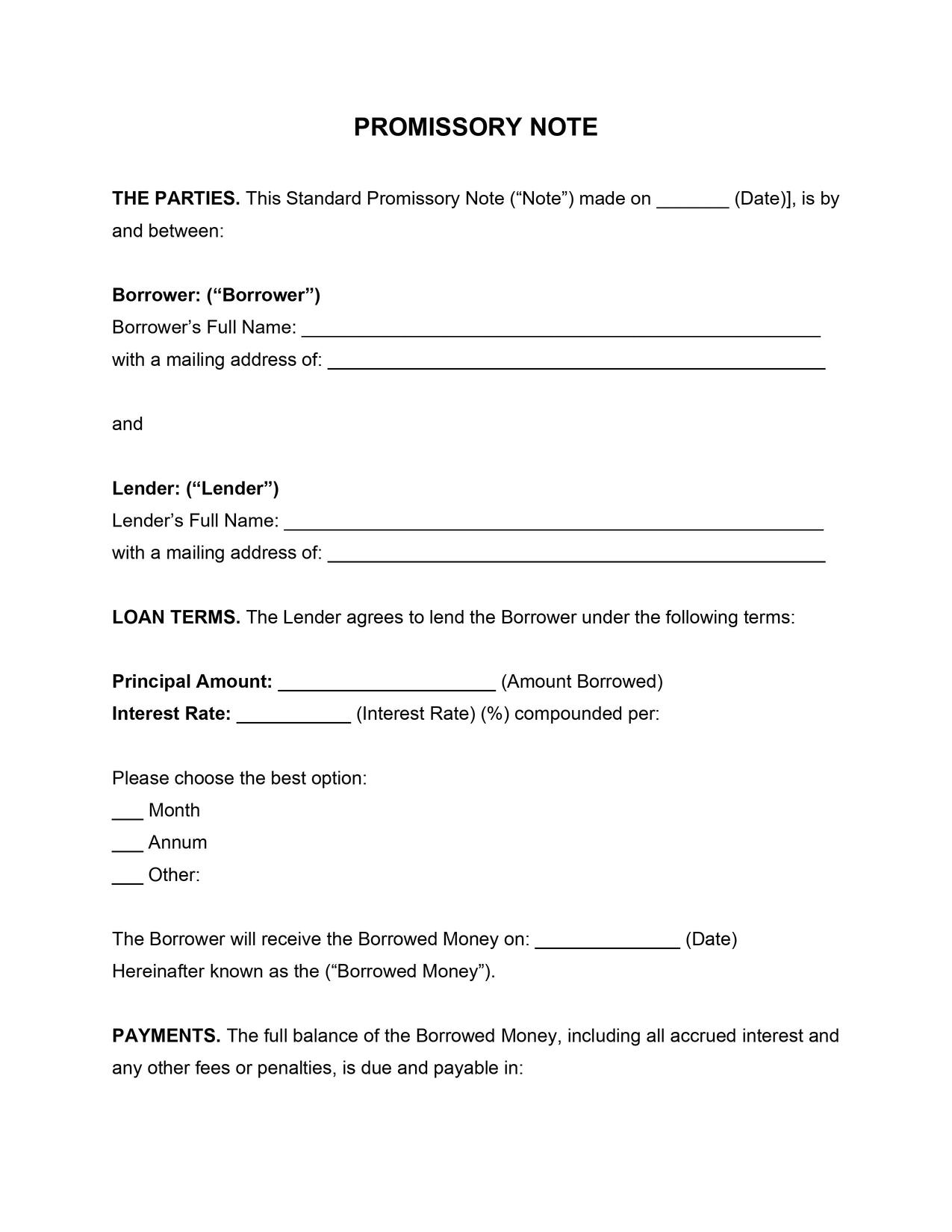 Amazon Com Promissory Note Form Book Notes Payable For Lender And