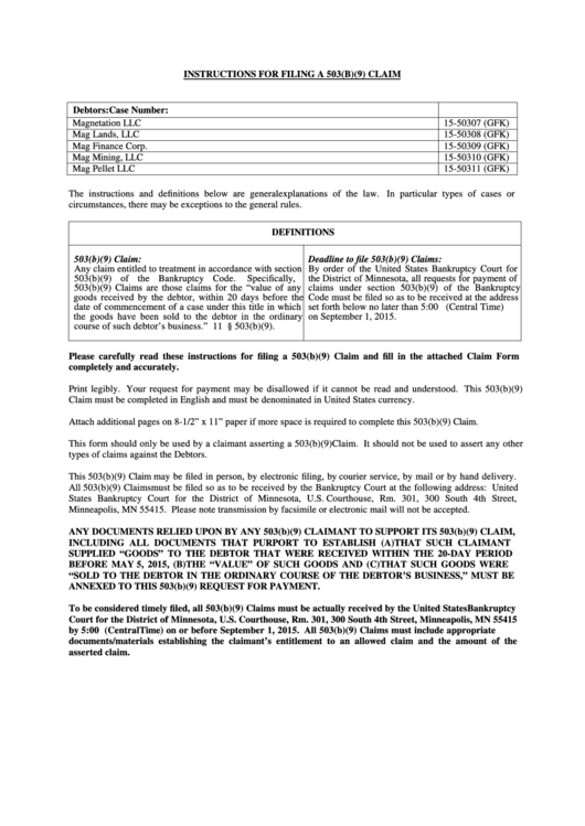 Amended Claim District Of Minnesota United States Bankruptcy Court