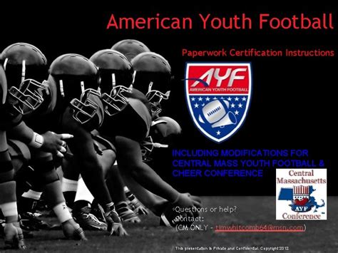 American Youth Football Paperwork Certification Instructions Including Modifications