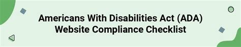 Americans With Disabilities Act Ada Website Compliance Checklist