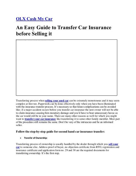 An Easy Guide To Transfer Car Insurance Before Selling It