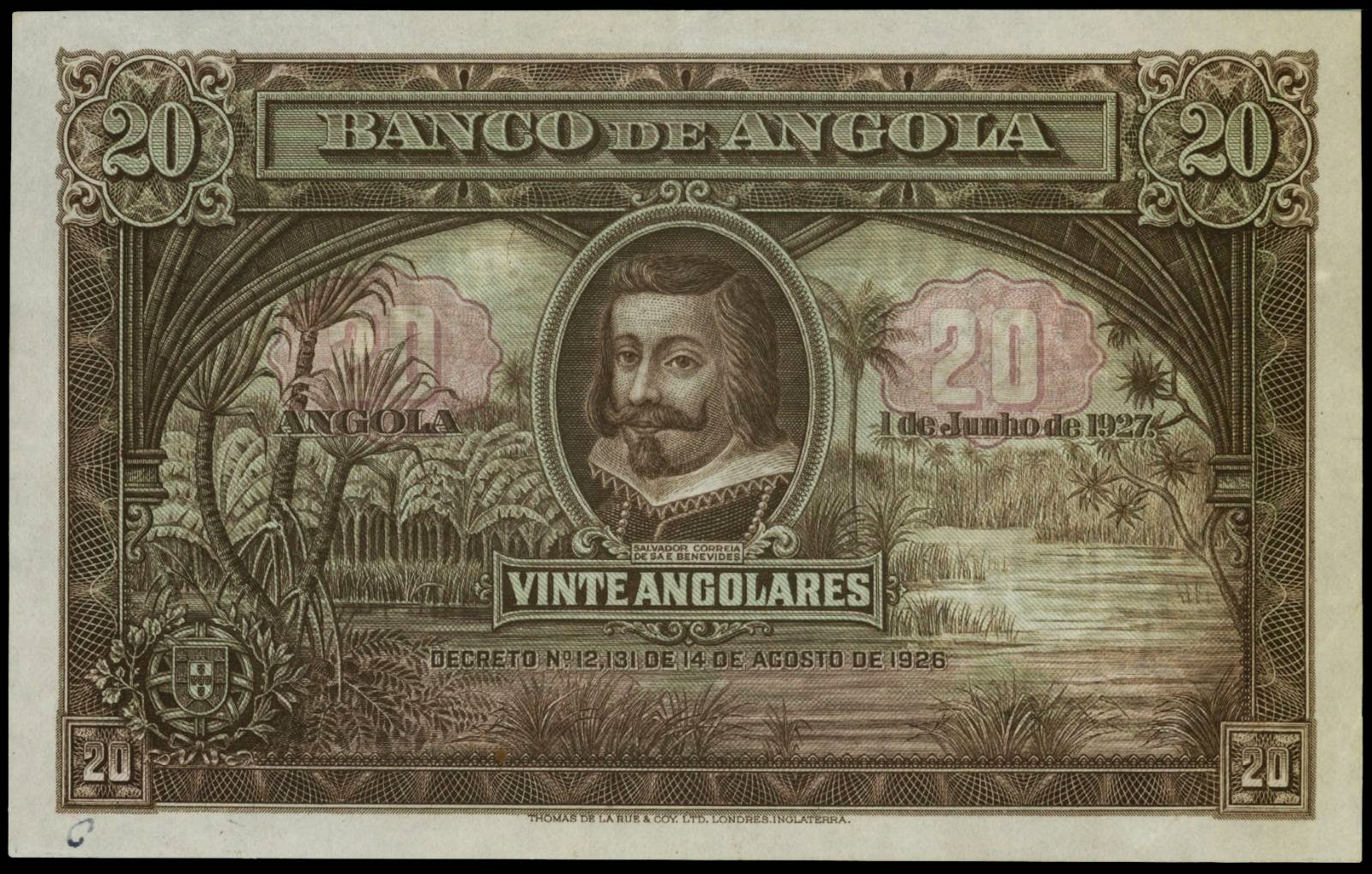 Angola 20 Angolares Banknote 1927 World Banknotes Coins Pictures