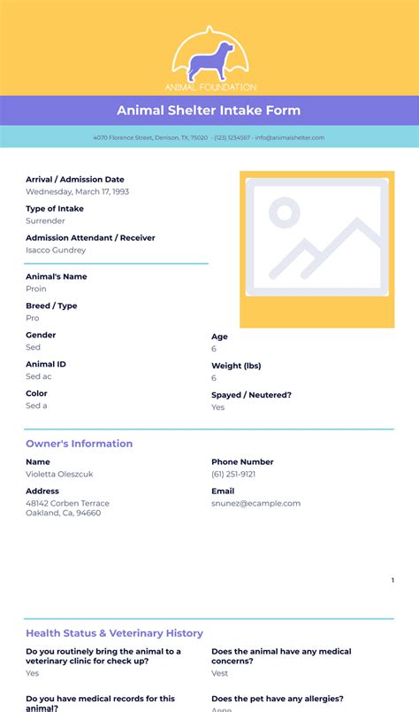 Animal Care Request Form Template Jotform