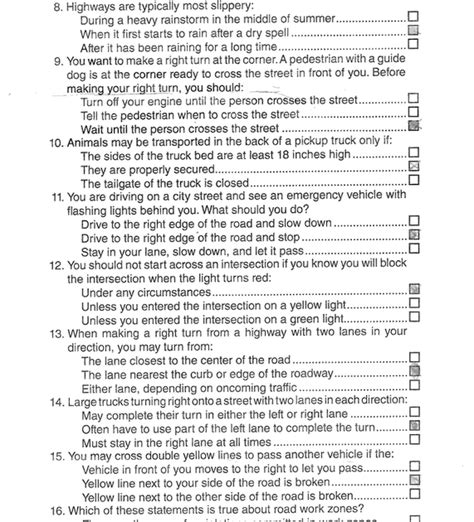 Answers To The Dmv Written Test Ca Dmv Written Test Printabl