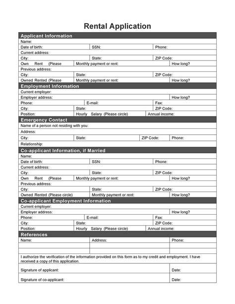 Apartment Rental Application Template Free Of Rental Application 18