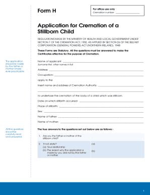 Application For Cremation Authorisation