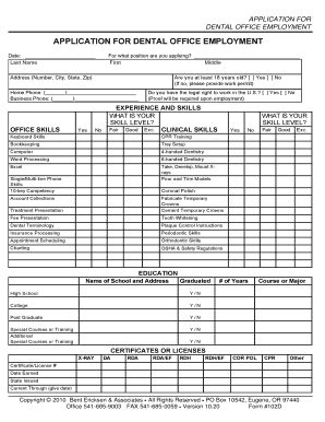 Application For Dental Office Employment For Seniors In Fulton Us