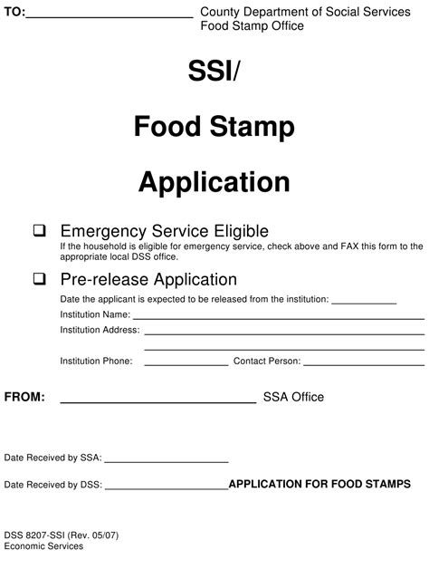 Application For Food Stamps Printable Pdf Download