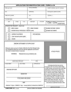 Application For Identification Card Form 2 Or 2A Ohmr Ohio Fill