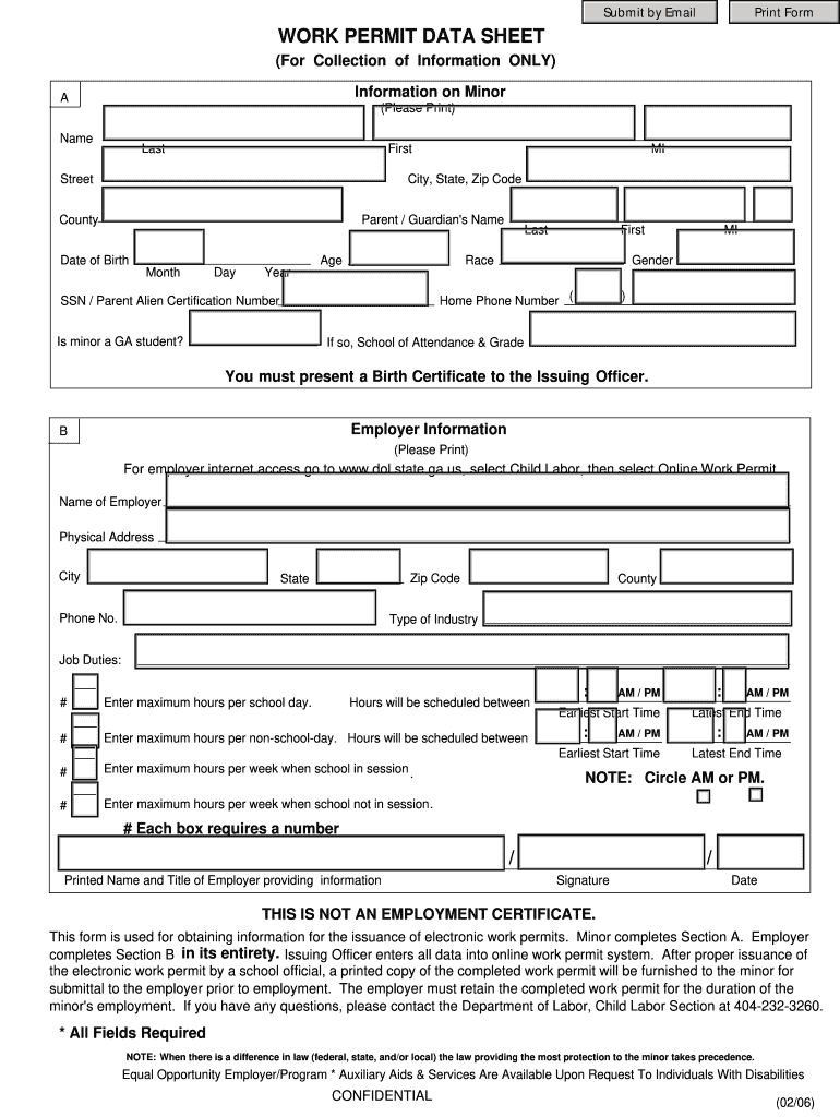 Application For Minor Work Permit Fill And Sign Printable Template