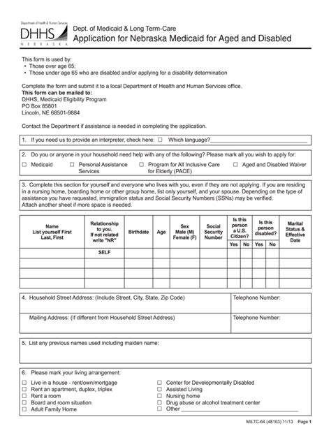 Application For Nebraska Medicaid For Aged And Disabled Dhhs Ne