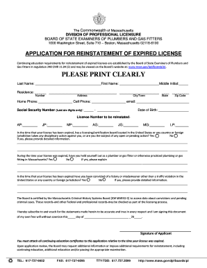 Application For Reinstatement Of Expired License Form Fill Out And