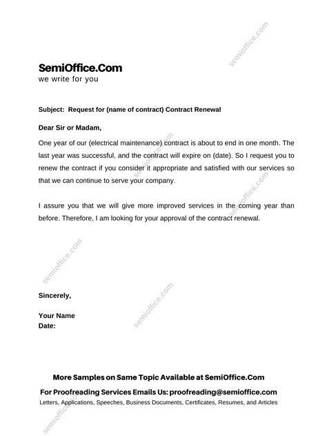 Application Letter For Contract Renewal To Company Semioffice Com