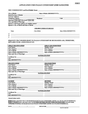 Applying For Italian Citizenship Fill Out And Sign Printable Pdf Template Signnow