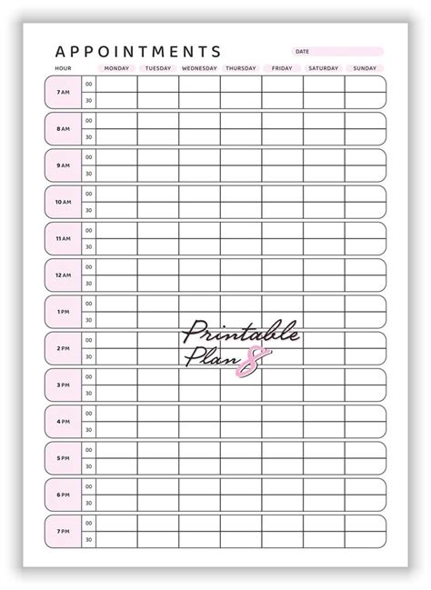 Appointment Book Printable Weekly Appointment Tracker Etsy Canada