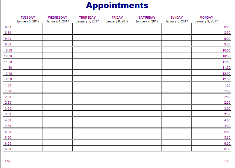 Appointment Schedule Templates 11 Free Word Excel Pdf Formats