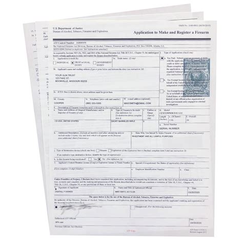 Approved Atf Eform 1 Tax Stamp Printing Service National Gun Trusts