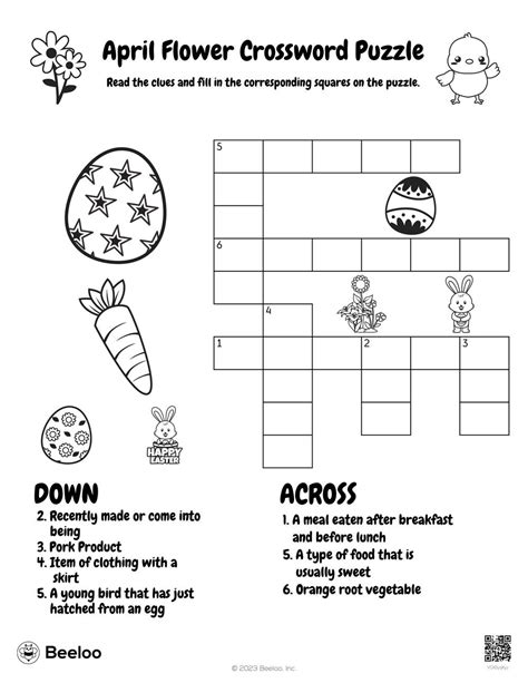 April Flower Crossword Puzzle Beeloo Printable Crafts For Kids Qa8mnkzml