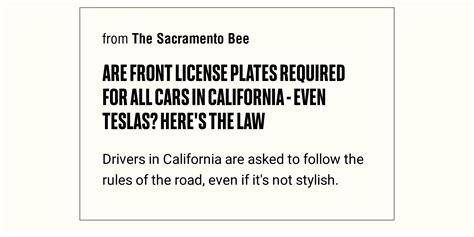 Are Front License Plates Required For All Cars In California Even