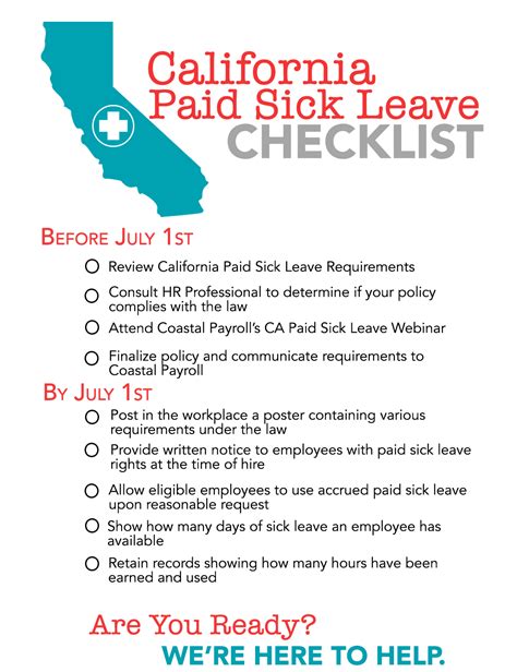 Are You Ready Ca Paid Sick Leave Checklist