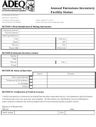 Arizona Annual Emissions Inventory Form Facility Status Fill Out