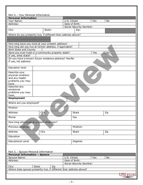 Arizona Divorce Worksheet And Law Summary For Contested Or Uncontested