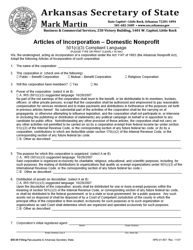 Arkansas Articles Of Incorporation Llc Bible