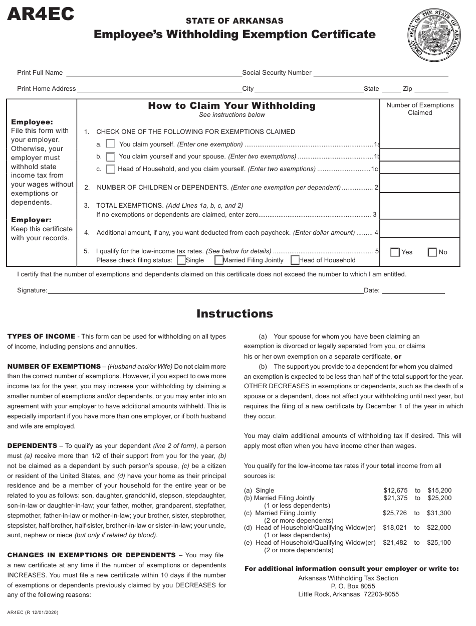 Arkansas Employee Tax Withholding Form 2024 Employeeform Net