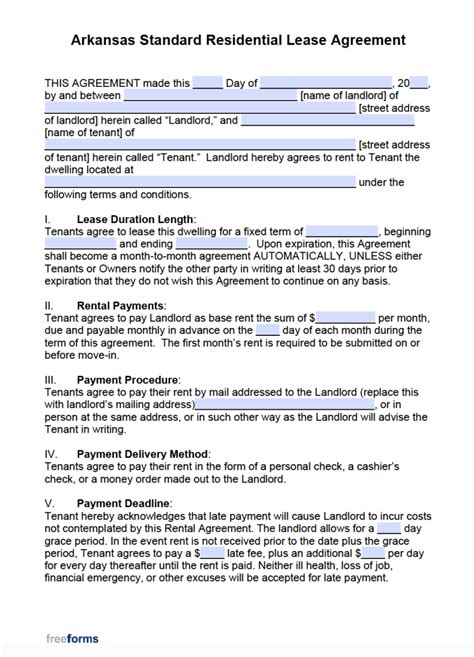 Arkansas Rent And Lease Template Free Templates In Pdf Word Excel