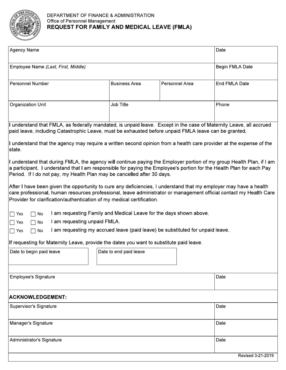 Arkansas Request For Family And Medical Leave Fmla Fill Out Sign