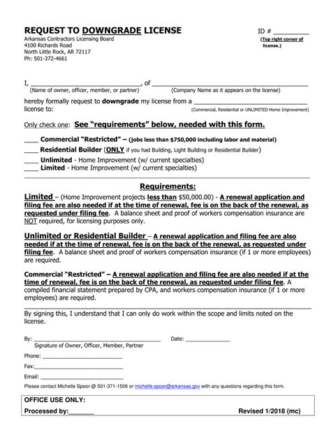 Arkansas Request To Downgrade License Fill Out Sign Online And