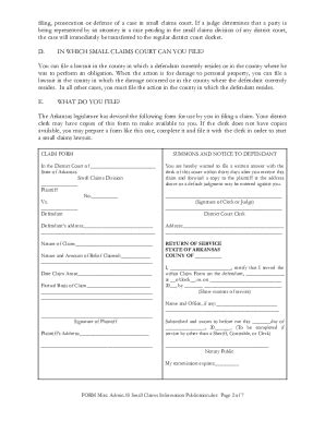 Arkansas Small Claims Court Forms Fill Online Printable Fillable