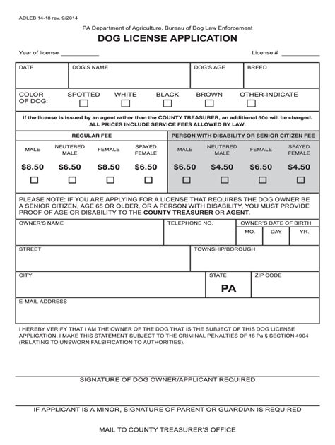 Armstrong County Dog License 2014 2025 Form Fill Out And Sign