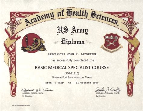 Army Medic 91B Diploma